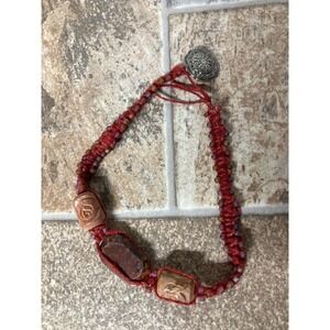 Boho Macrame Beaded Anklet Bracelet Earthy Natural Stones Artisan Crafted